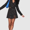 Glamorous Black Multi Tweed Cropped Blazer Jacket