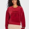 W2BQ21KBBN0-G5B7 Guess Logo Velour Crew Φούτερ