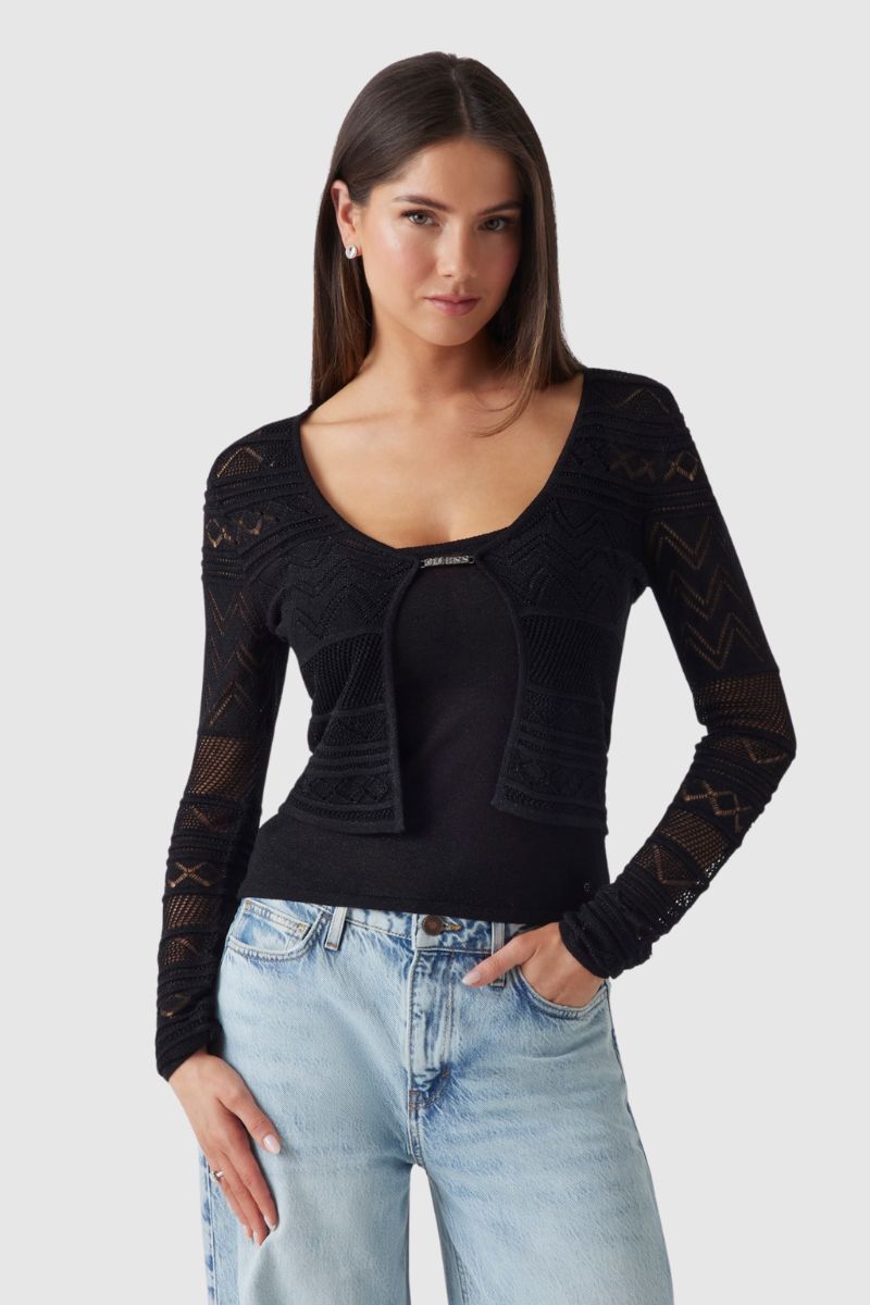 W5GR15Z3E22-JBLK Guess Knit Cardigan
